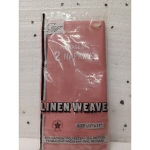 GW Linen Weave Fabric 17'x17' pair of Napkins NOS Vintage Pink